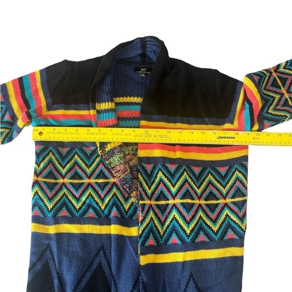 IRIS Los Angeles Vibrant Fringe Long Cardigan Sweater Women’s Med 100% Acrylic - Picture 5 of 6